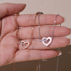 ELVORIA Sweetie Heart Necklace – 18K Rose Gold & Platinum Plated 925 Sterling Silver