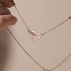 ELVORIA Sweetie Heart Necklace – 18K Rose Gold & Platinum Plated 925 Sterling Silver