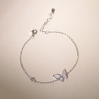 ELVORIA Anne Butterfly Bracelet with Mother-of-Pearl – Platinum Plated 925 Sterling Silver
