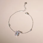 ELVORIA Emmi Butterfly Bracelet with Blue Stone – Platinum Plated 925 Sterling Silver