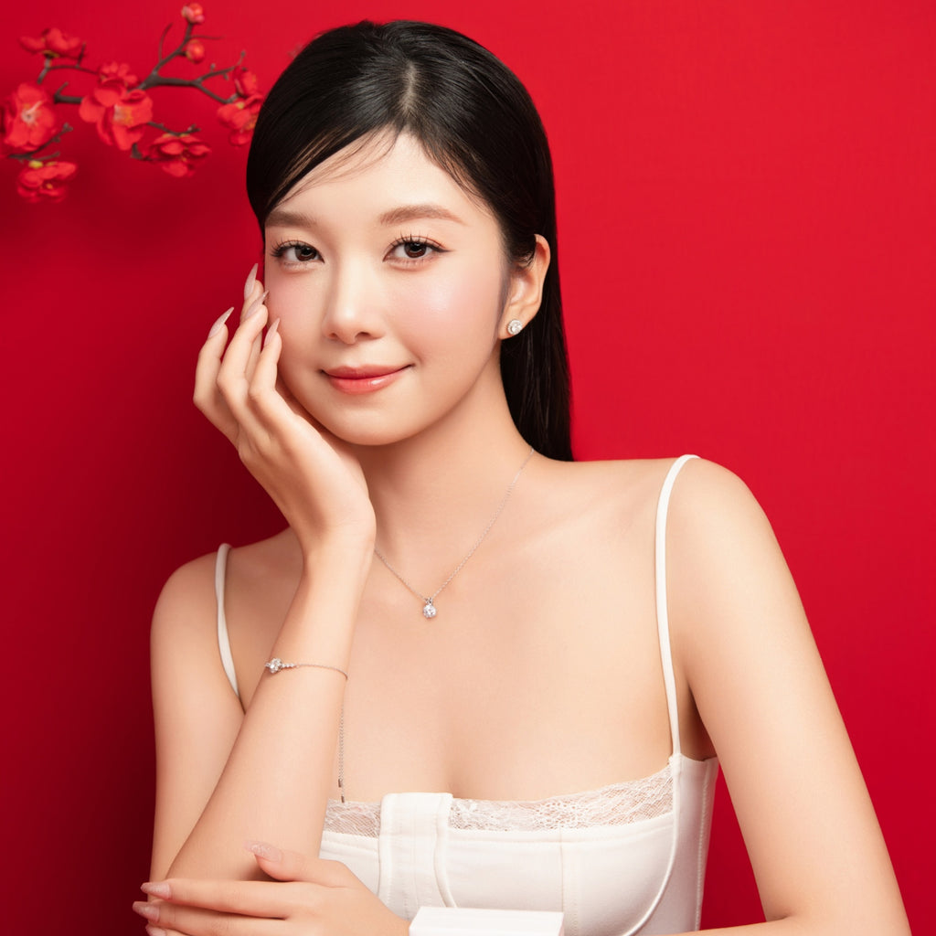 ELVORIA Round Moissanite Stud Earrings 6mm – Platinum Plated 925 Sterling Silver (GRA Certified)