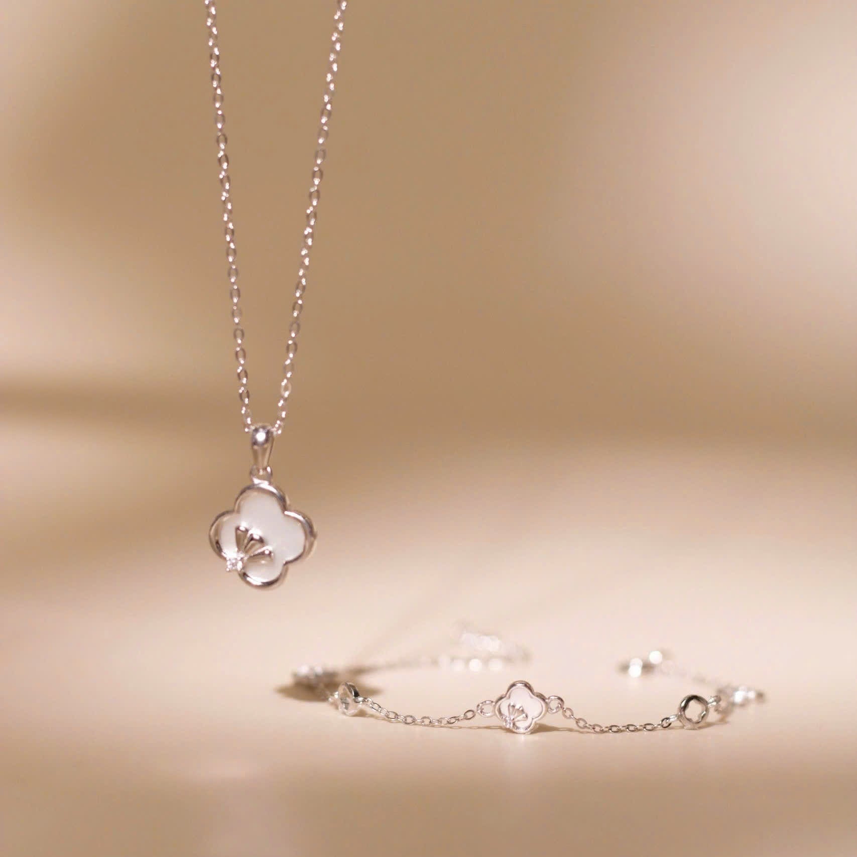 ELVORIA Cindy Modern Clover Bracelet – Rose Gold & Platinum Plated 925 Sterling Silver