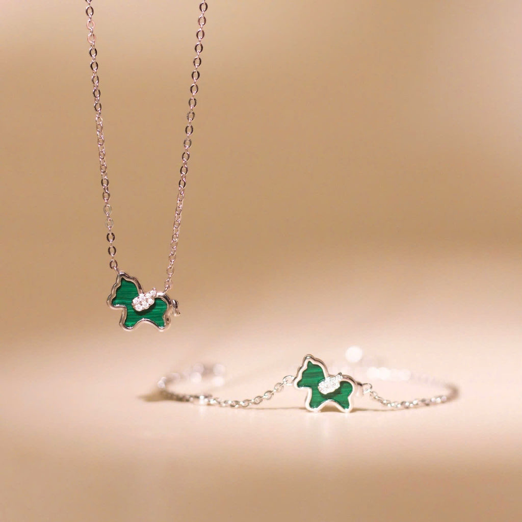 ELVORIA Unicorn Necklace – 18K Rose Gold & Platinum Plated 925 Sterling Silver