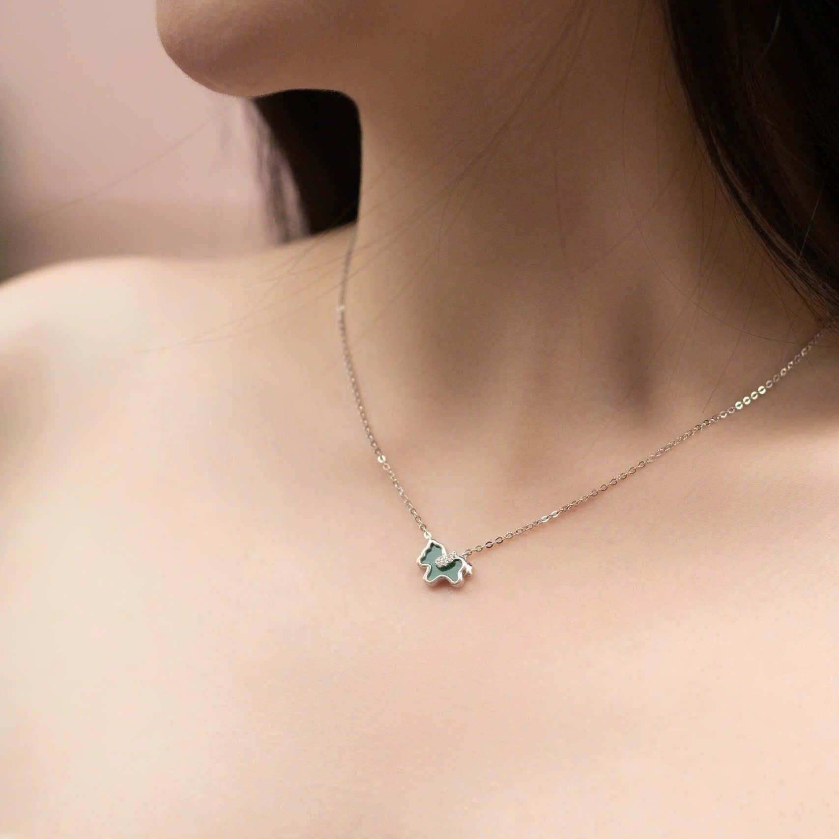 ELVORIA Unicorn Necklace – 18K Rose Gold & Platinum Plated 925 Sterling Silver