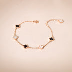 ELVORIA 18K Rose Gold & Platinum Plated Clover Bracelet – 925 Sterling Silver