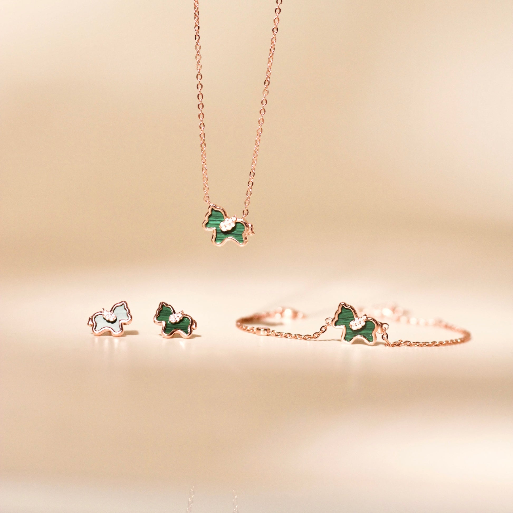 ELVORIA Unicorn Necklace – 18K Rose Gold & Platinum Plated 925 Sterling Silver