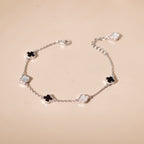 ELVORIA 18K Rose Gold & Platinum Plated Clover Bracelet – 925 Sterling Silver