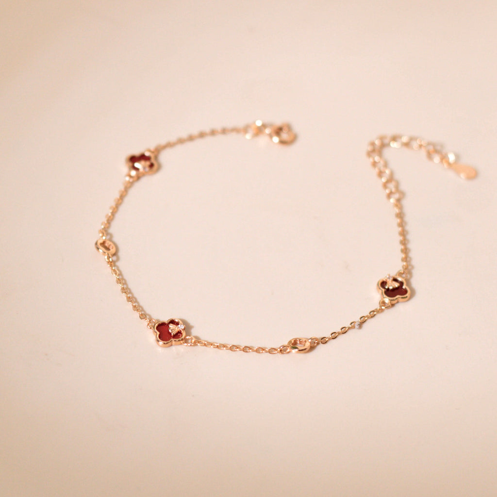 ELVORIA Cindy Modern Clover Bracelet – Rose Gold & Platinum Plated 925 Sterling Silver