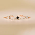 ELVORIA 18K Rose Gold & Platinum Plated Clover Bracelet – 925 Sterling Silver