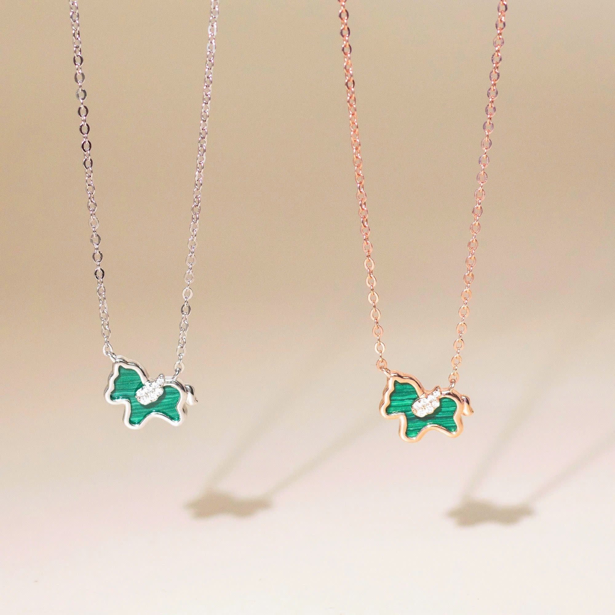 ELVORIA Unicorn Necklace – 18K Rose Gold & Platinum Plated 925 Sterling Silver