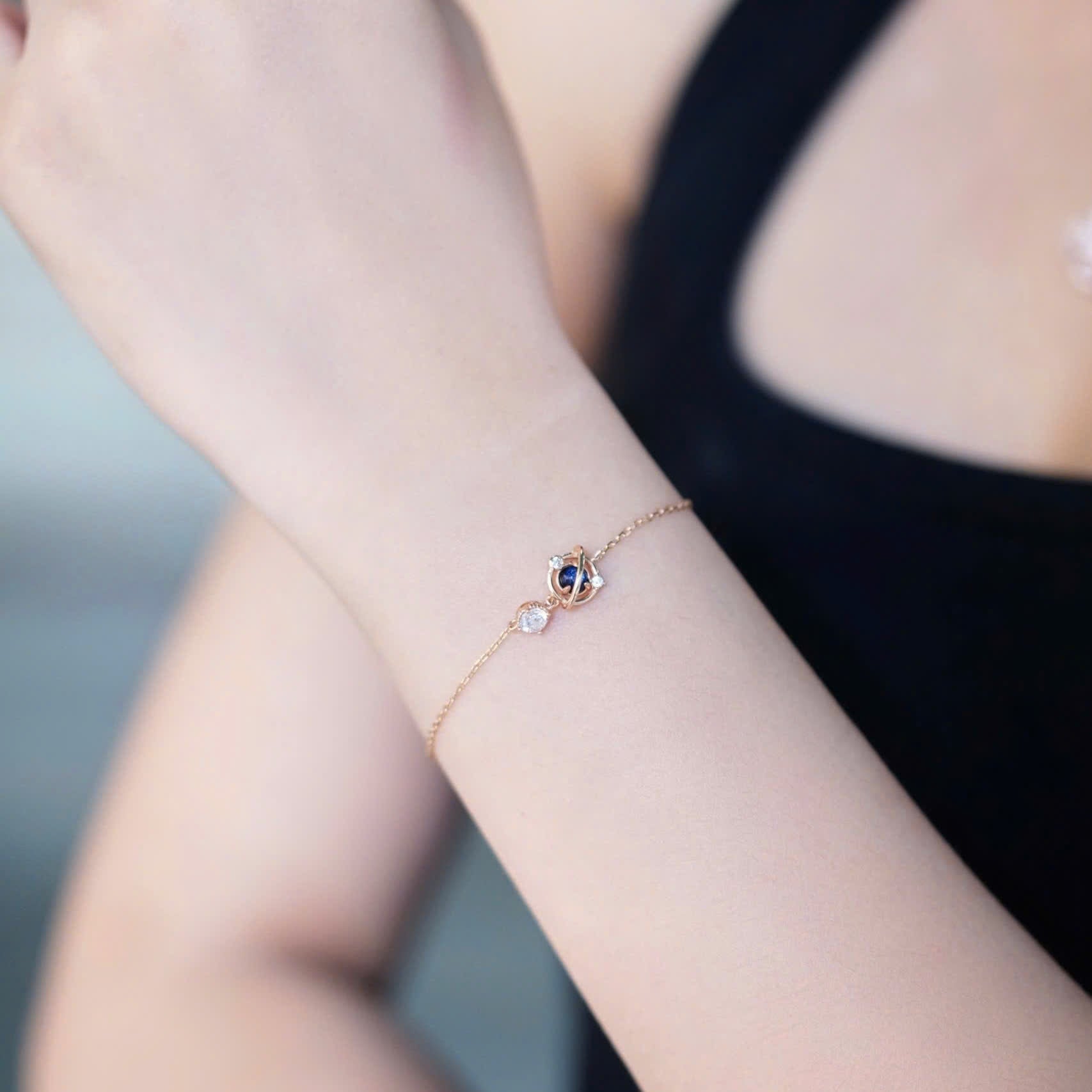 ELVORIA Eirlys Planet Bracelet – Rose Gold & Platinum Plated 925 Sterling Silver