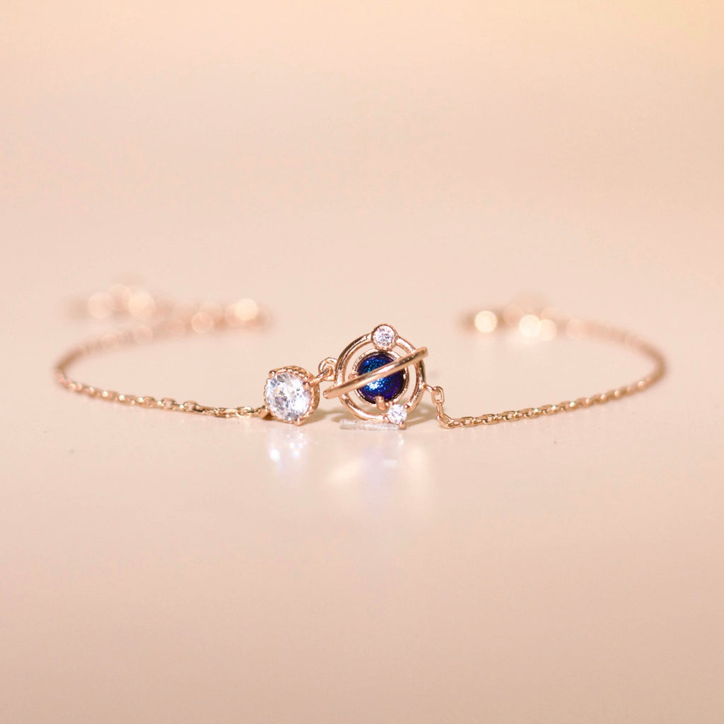 ELVORIA Eirlys Planet Bracelet – Rose Gold & Platinum Plated 925 Sterling Silver