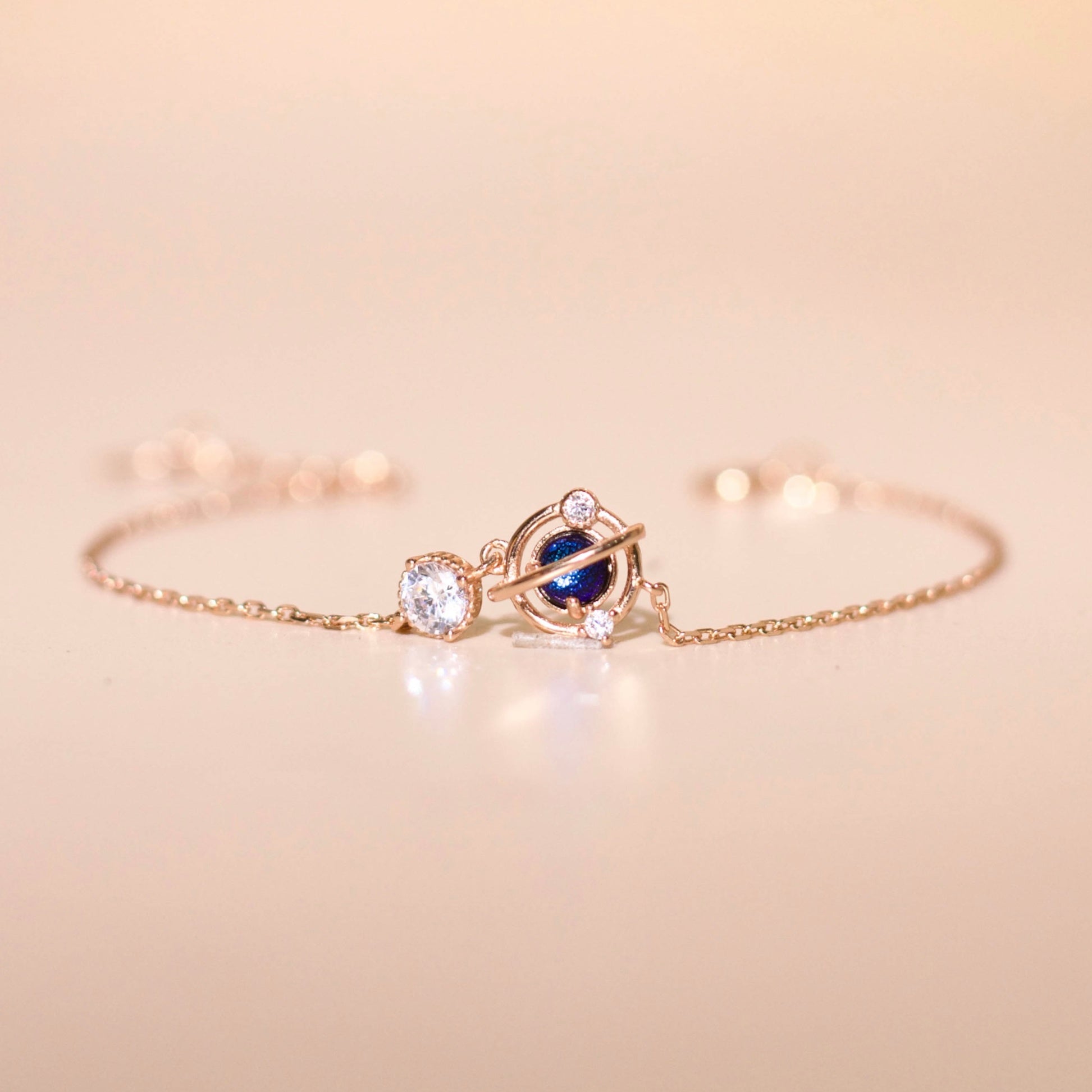 ELVORIA Eirlys Planet Bracelet – Rose Gold & Platinum Plated 925 Sterling Silver