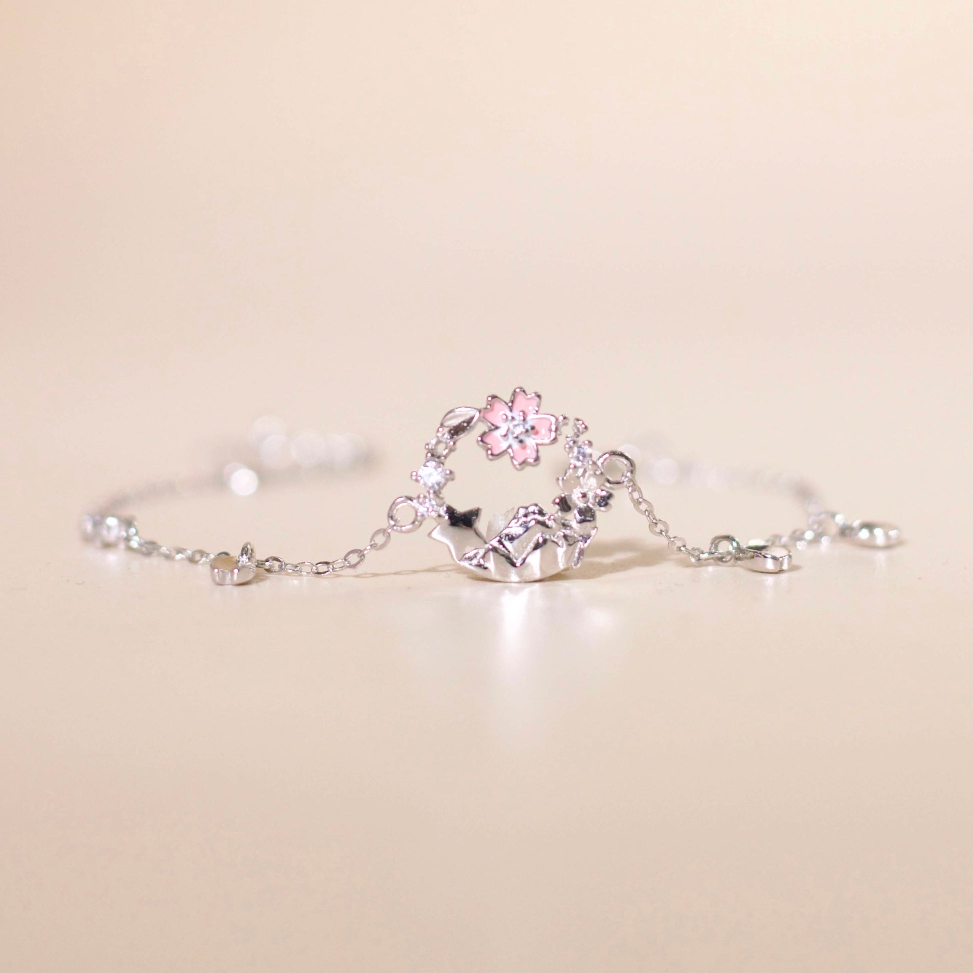 ELVORIA Cherry Bloom Bracelet – Rose Gold & Platinum Plated 925 Sterling Silver