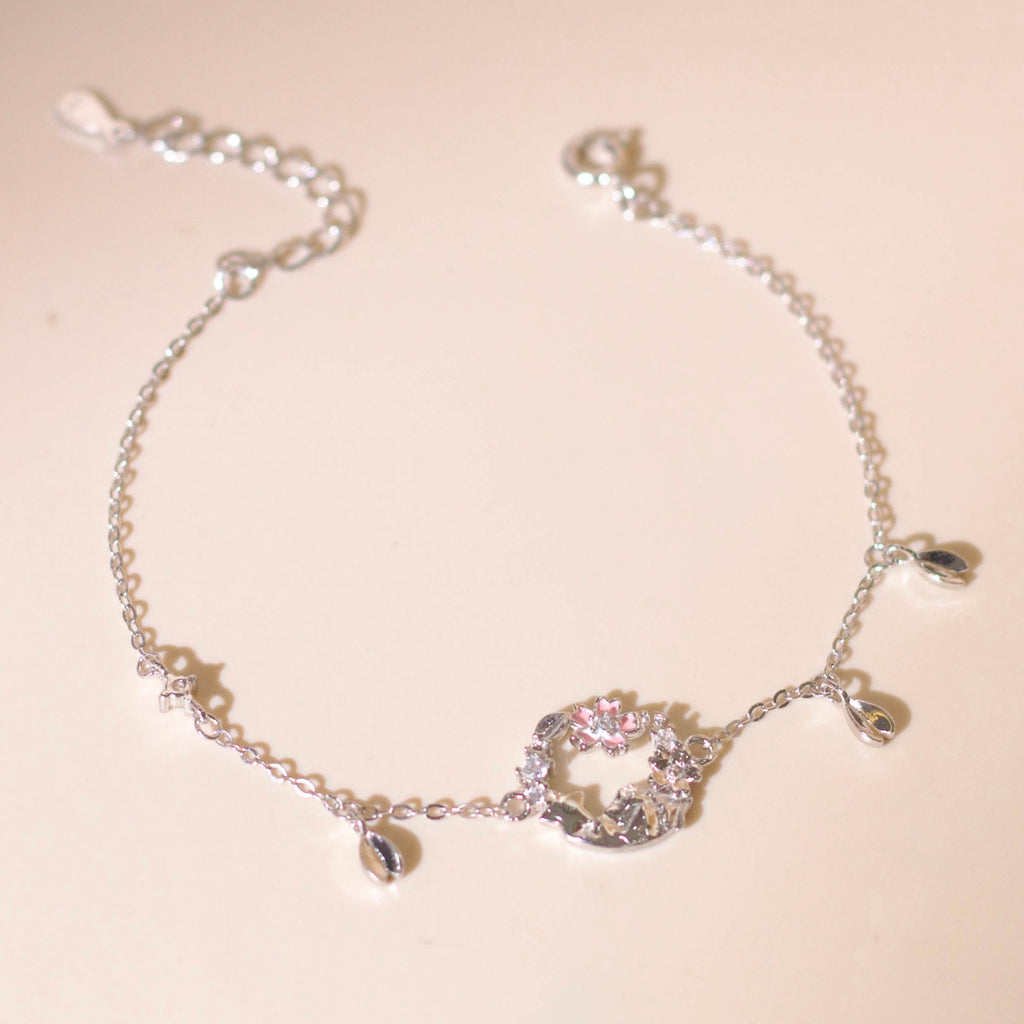 ELVORIA Cherry Bloom Bracelet – Rose Gold & Platinum Plated 925 Sterling Silver