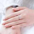 ELVORIA 5mm Moissanite Ring GRA ELVDA127 – Platinum Plated 925 Sterling Silver (Adjustable)