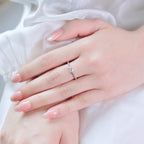 ELVORIA 5mm Moissanite Ring GRA ELVDA126 – Platinum Plated 925 Sterling Silver (Adjustable)