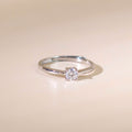 ELVORIA 4mm Moissanite Ring GRA ELVDA130 – Platinum Plated 925 Sterling Silver (Adjustable)