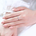 ELVORIA 5mm Moissanite Ring GRA ELVDA124 – Platinum Plated 925 Sterling Silver (Adjustable)