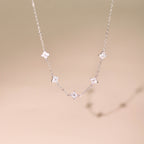 ELVORIA Ellis Four-Leaf Clover Necklace – Platinum Plated 925 Sterling Silver