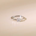 ELVORIA 5mm Moissanite Ring GRA ELVDA124 – Platinum Plated 925 Sterling Silver (Adjustable)
