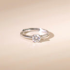 ELVORIA 5mm Moissanite Ring GRA ELVDA125 – Platinum Plated 925 Sterling Silver (Adjustable)