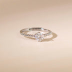 ELVORIA 5mm Moissanite Ring GRA ELVDA126 – Platinum Plated 925 Sterling Silver (Adjustable)