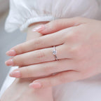 ELVORIA 5mm Moissanite Ring GRA ELVDA125 – Platinum Plated 925 Sterling Silver (Adjustable)