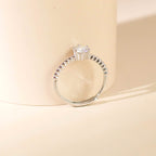 ELVORIA 5mm Moissanite Ring GRA ELVDA126 – Platinum Plated 925 Sterling Silver (Adjustable)