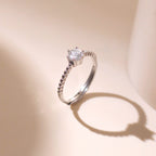 ELVORIA 5mm Moissanite Ring GRA ELVDA126 – Platinum Plated 925 Sterling Silver (Adjustable)