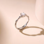 ELVORIA 5mm Moissanite Ring GRA ELVDA124 – Platinum Plated 925 Sterling Silver (Adjustable)