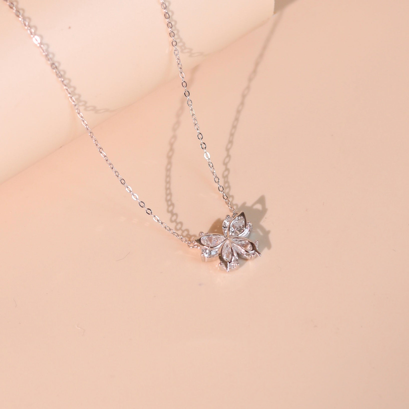 ELVORIA Platinum Plated Butterfly Necklace – 925 Sterling Silver