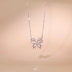 ELVORIA Platinum Plated Butterfly Necklace – 925 Sterling Silver