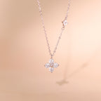 ELVORIA Lani Four-Leaf Clover Necklace – Platinum Plated 925 Sterling Silver