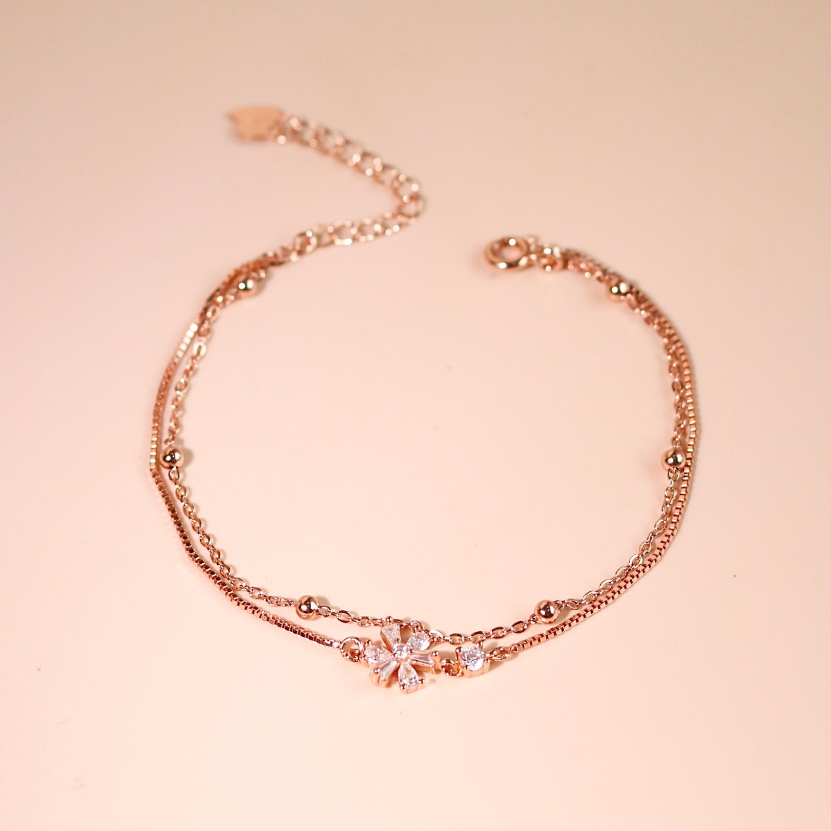 ELVORIA Yeri Dual-Tone Bracelet – Rose Gold & Platinum Plated 925 Sterling Silver