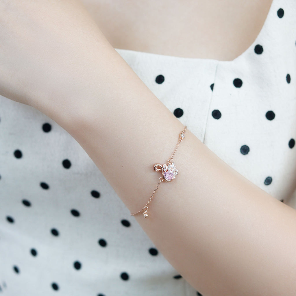 ELVORIA Fiona Swan Bracelet – 18K Rose Gold Plated 925 Sterling Silver