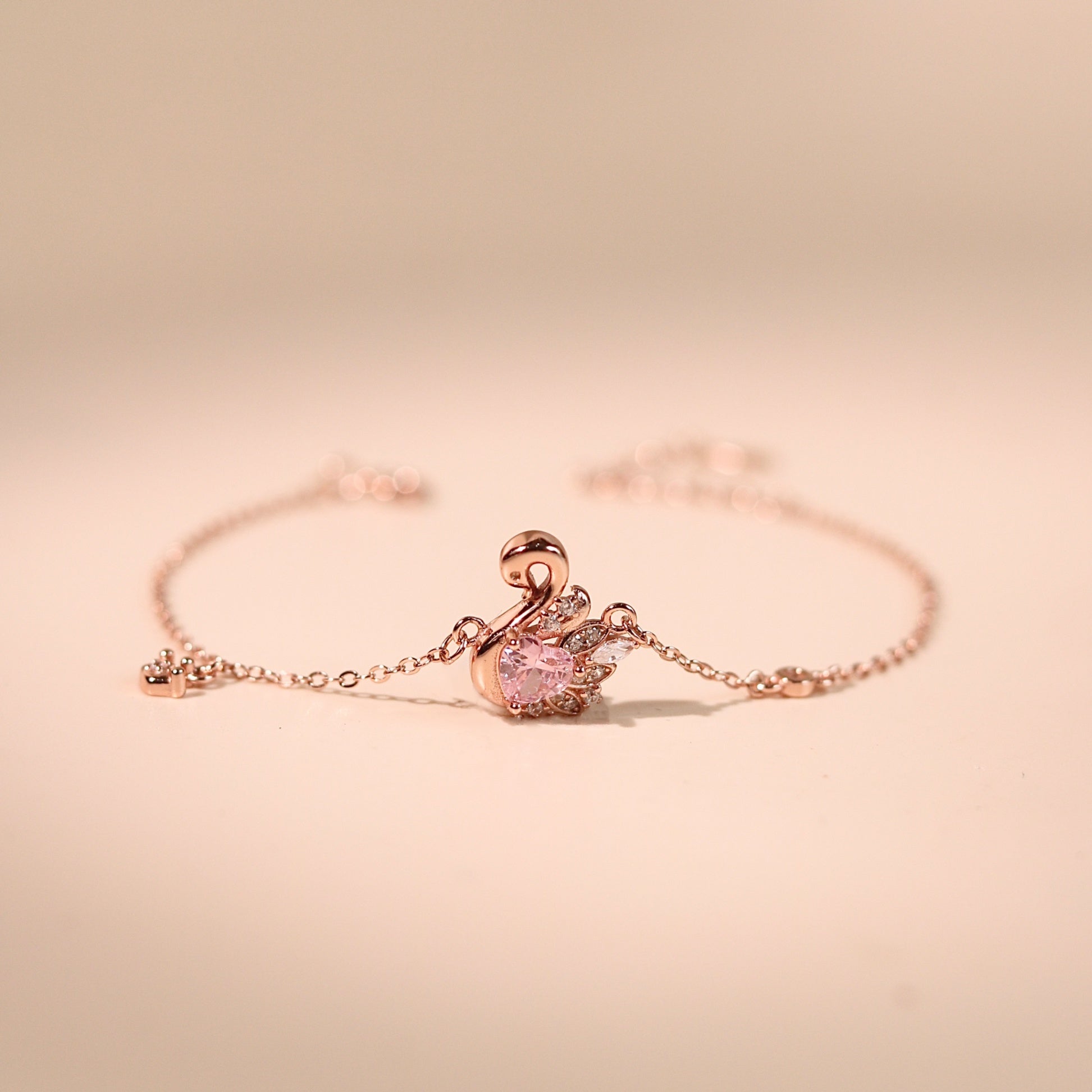 ELVORIA Fiona Swan Bracelet – 18K Rose Gold Plated 925 Sterling Silver