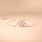 ELVORIA Ara Four-Leaf Clover Bracelet – Platinum Plated 925 Sterling Silver