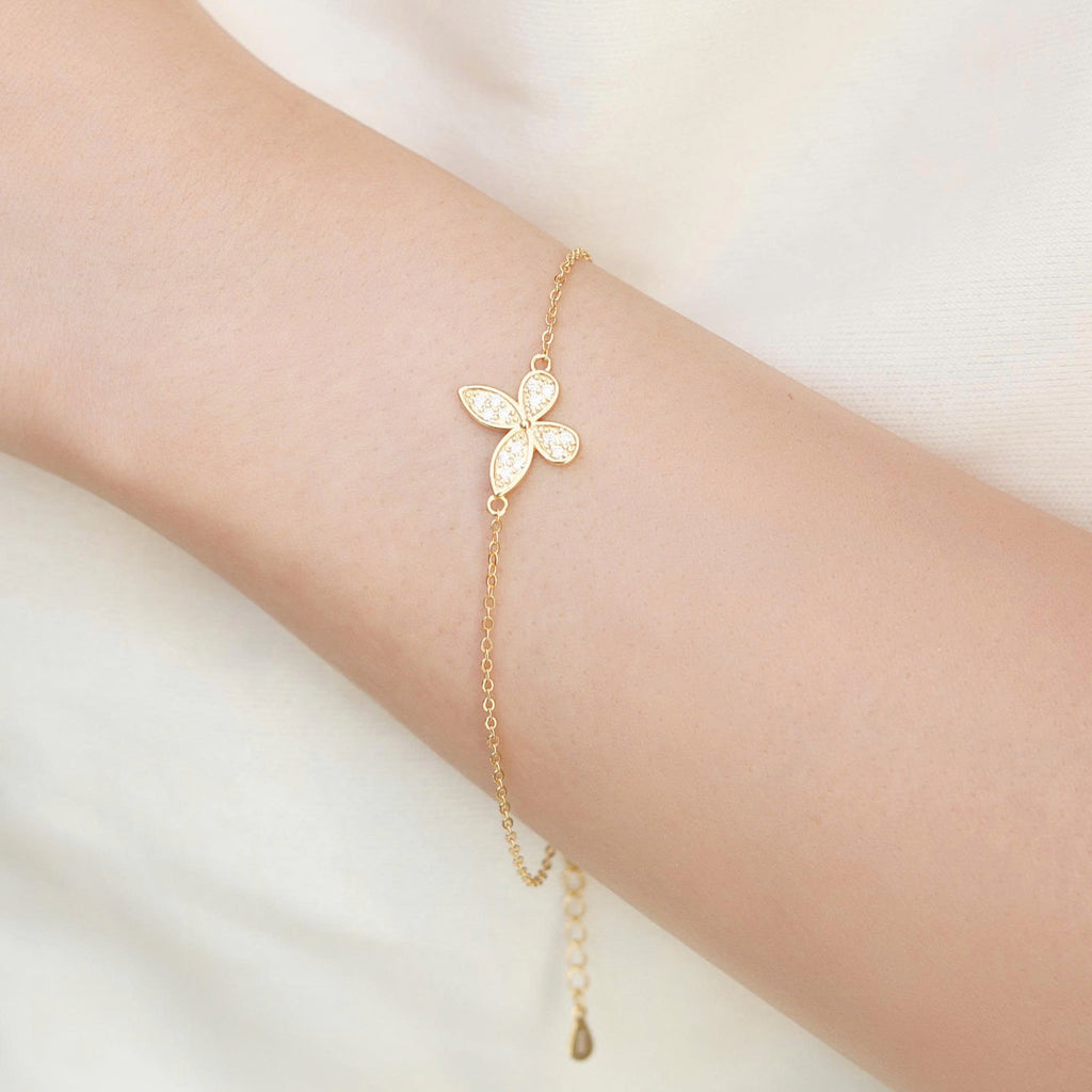 ELVORIA Eri Butterfly Bracelet – 18K Gold Plated 925 Sterling Silver
