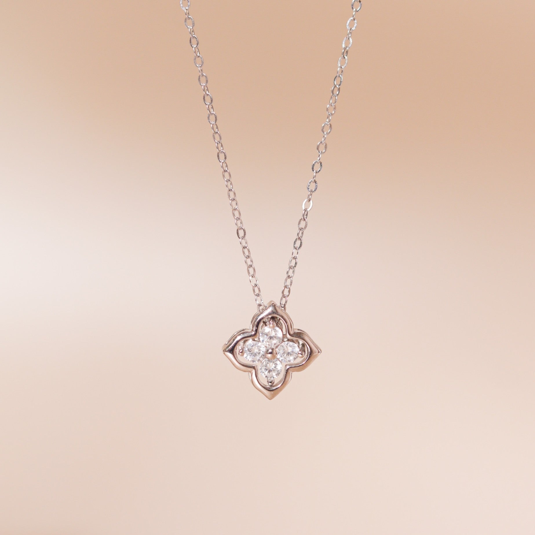 ELVORIA 18K Gold or Platinum Plated Four Leaf Clover Necklace – 925 Sterling Silver