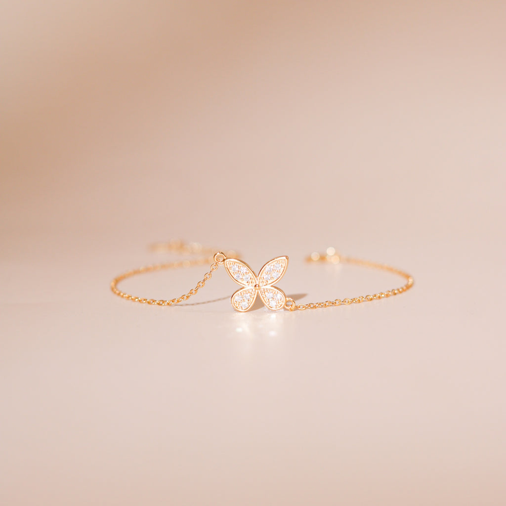 ELVORIA Eri Butterfly Bracelet – 18K Gold Plated 925 Sterling Silver