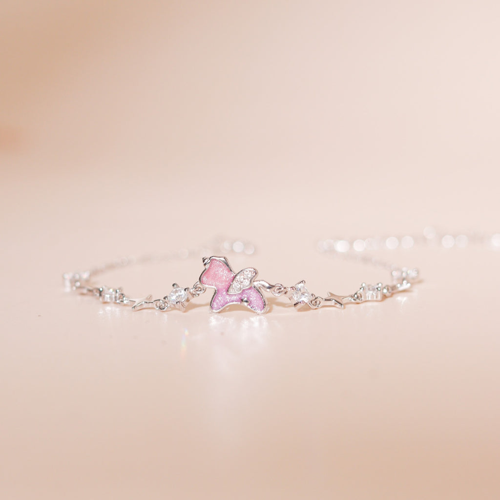 ELVORIA Pony Horse Charm Bracelet – Platinum Plated 925 Sterling Silver