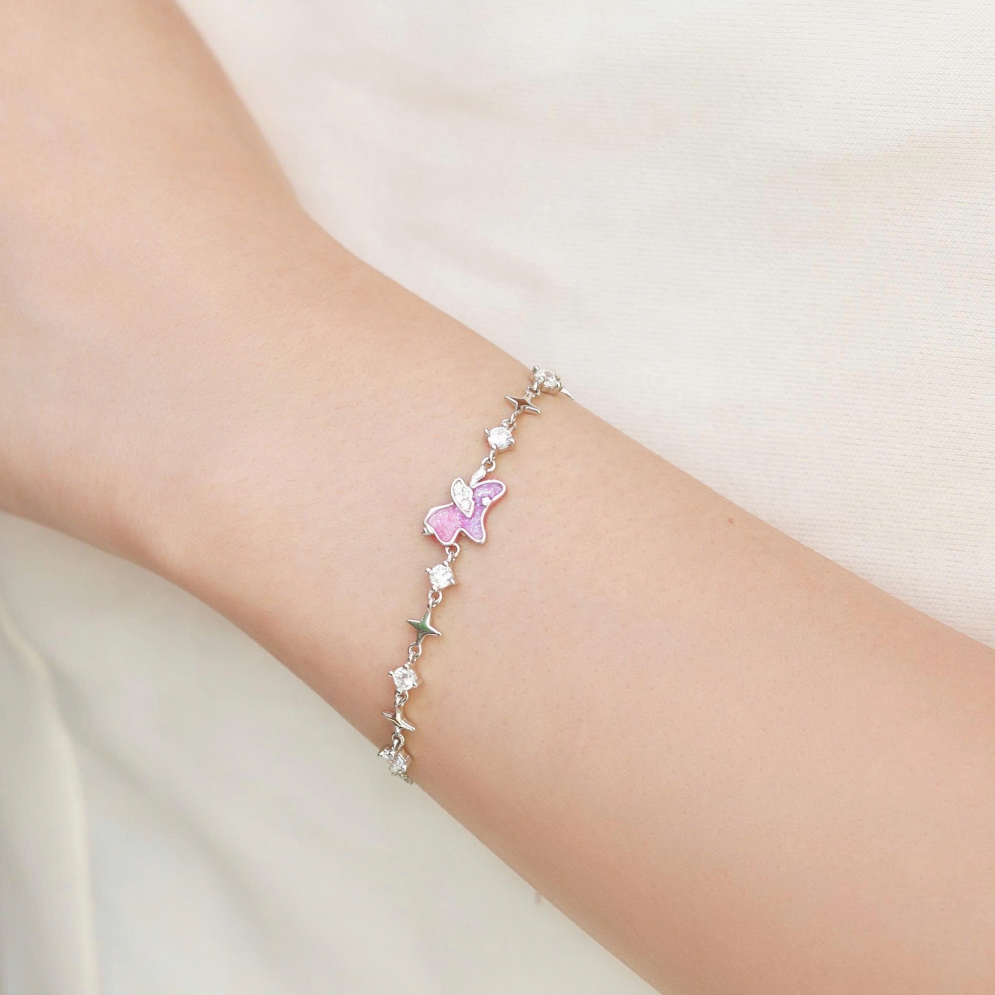 ELVORIA Pony Horse Charm Bracelet – Platinum Plated 925 Sterling Silver