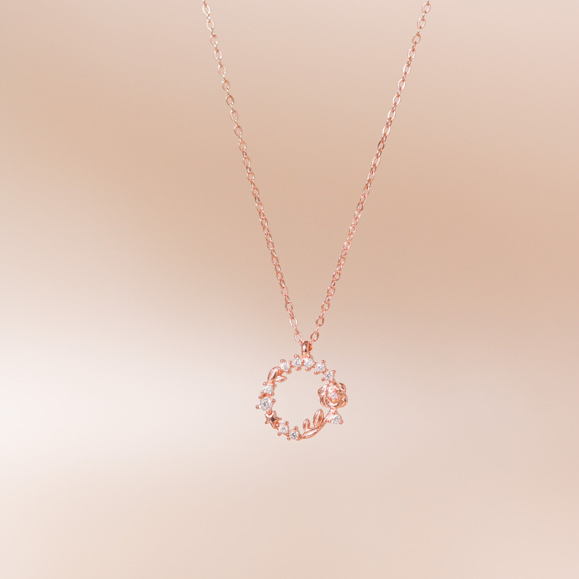 ELVORIA Rose Necklace – 18K Rose Gold Plated 925 Sterling Silver
