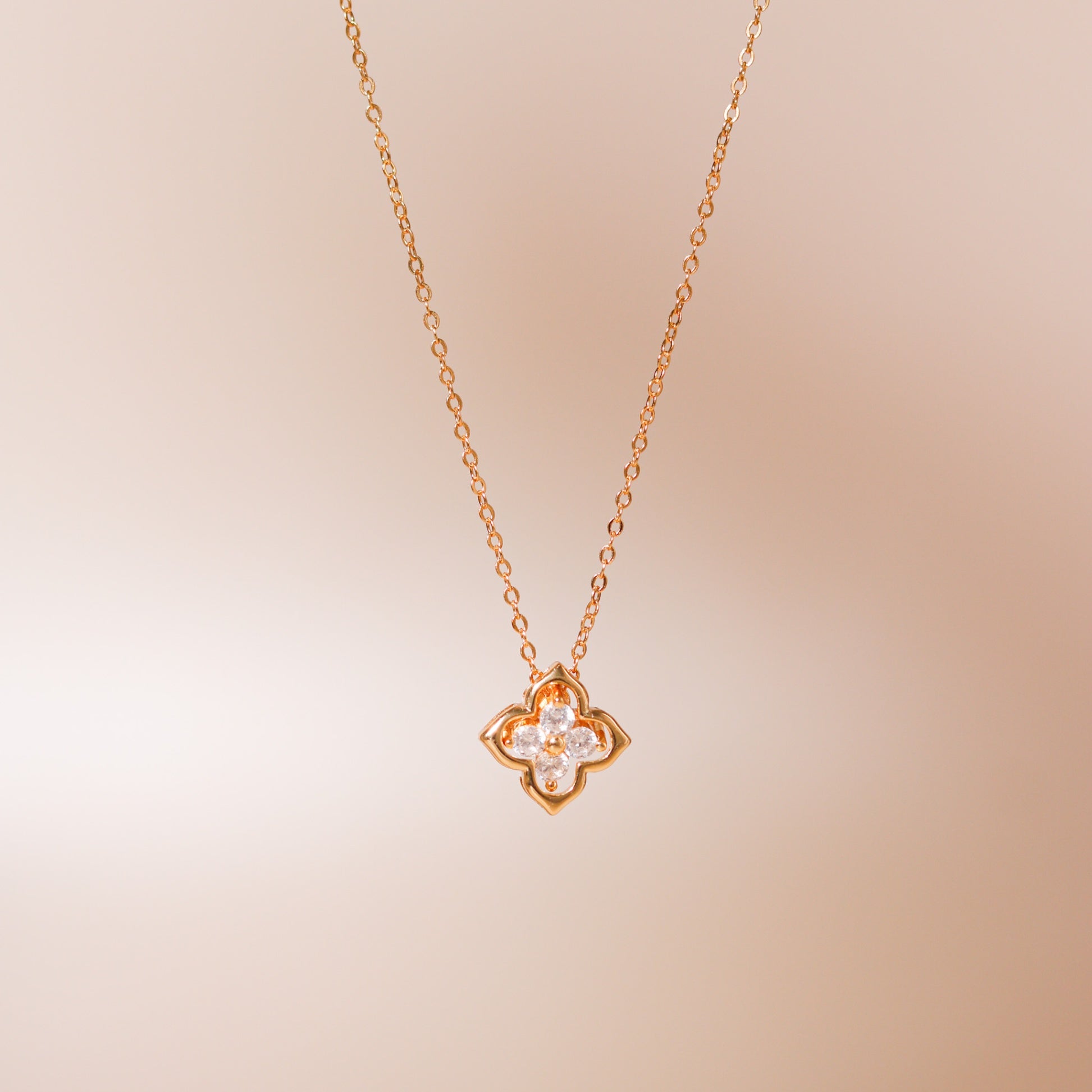 ELVORIA 18K Gold or Platinum Plated Four Leaf Clover Necklace – 925 Sterling Silver