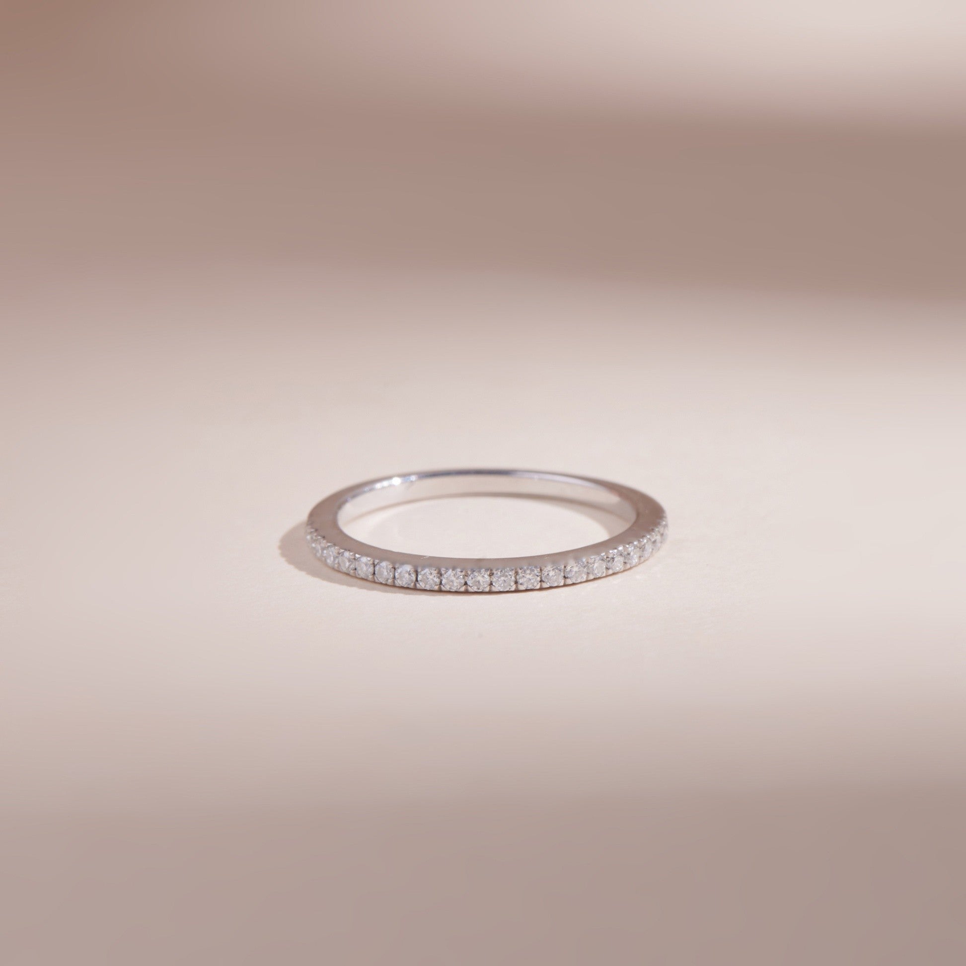 ELVORIA Moissanite Eternity Band Ring GRA ELVDA100 – Platinum Plated 925 Sterling Silver