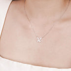 ELVORIA Lynn Butterfly Moissanite Necklace 4mm – Platinum Plated 925 Sterling Silver (GRA Certified)
