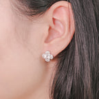 ELVORIA 6.5mm Moissanite Four Leaf Clover Earrings GRA – Platinum Plated 925 Sterling Silver
