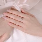 ELVORIA 6.5mm Moissanite Ring GRA ELVDA144 – Platinum Plated 925 Sterling Silver