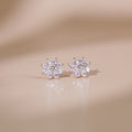 ELVORIA Shella Eight-Petal Flower Moissanite Earrings in 925 Sterling Silver – Platinum Finish